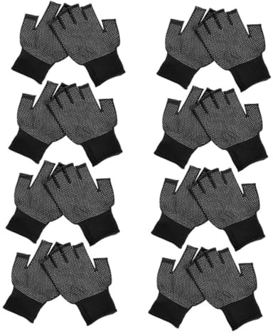 BAZEITFLOW 8 Guantes Antideslizantes para Trabajo y Jardinería de Guantes sin Dedos para Transpirables y Cómodos para Uso Prolongado