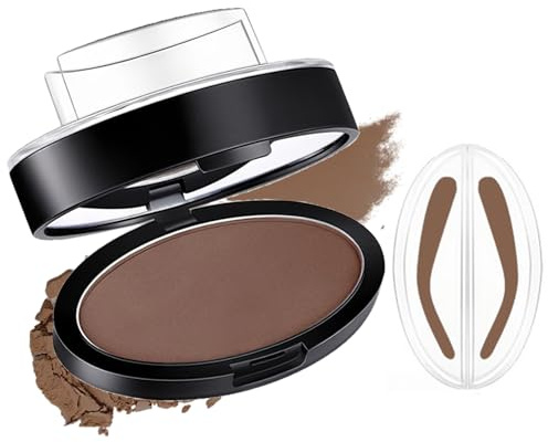 Waterproof Eyebrow Stamp & Powder Kit - Long Lasting Smudge Proof Brow Tint for Natural Looking Brows in 1 Second Easy to Use for Beginners with Dark Eyebrow Tint and Stencil Kit