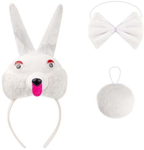 Oxtxuzdm Costume de cochon, chien, vache, mouton, lapin, oreille, queue, nœud papillon, accessoires de fantaisie pour Halloween, cosplay, animal