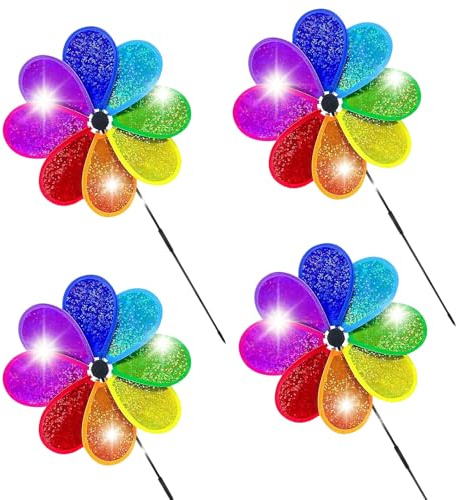 RWAJZAX 4 ruote a vento riflettenti esterne per giardino e cortile decorazione spinner esterno uccello dispositivo mulino a vento in plastica per giardino