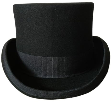 Sombrero de Copa de Fieltro, Sombrero de Copa Negro Sombreros de Mago Formales Sombreros de Showman de Lana para Adultos para Hombres Cena Social Mayordomo Disfraz de Cosplay Accesorio de Disfraz de