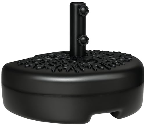 Outsunny Pied de Parasol Demi-Round, Socle Parasol extérieur à remplir avec 18 kg d'eau / 21 kg de Sable, pour mât de Ø 38-48 mm, Base de Parasol pour Jardin Patio terrasse, 50 x 31 x 38 cm, Noir