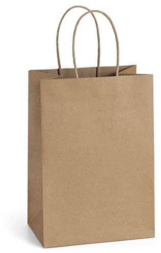 BagDream Gift Bags 100Pcs 5.25x3x8 Small Kraft Paper Gift Bags with Handles Bulk, Brown Paper Sacks for Small Business, Retail, Merchandise, Wedding Birthday Party Favor