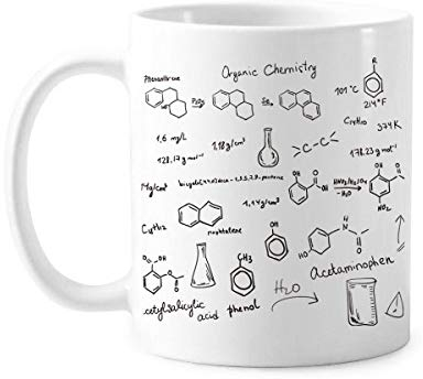 Organisk kemi experimentell molekylär atomstruktur illustration klassisk mugg vit keramik kopp gåva mjölk kaffe med handtag 350 ml