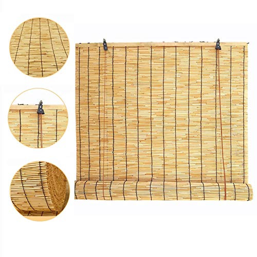 Jolan Tapparella A Carrucola in Bamboo,Tenda A Rullo in bambù,Tende A Pacchetto,Cortina di bambù Senza Perforazione,Tapparella Avvolgibile bambù,per Uso Interno Ed Esterno,120x180cm/47x71in