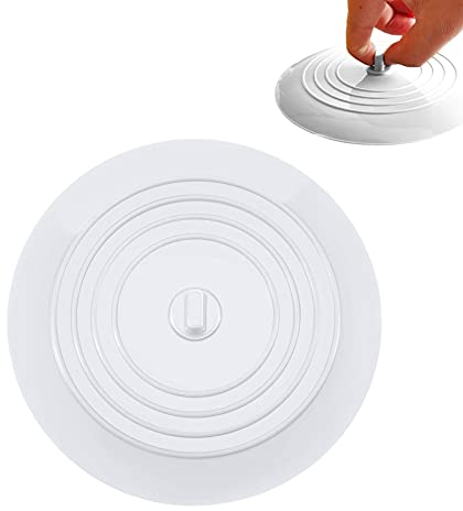 JeoPoom Bouchon de Vidange, Silicone Baignoire Bouchon, Bouchon Evier de Cuisine, pour Les Cuisines, Salles de Bains et Blanchisseries, pour Éviter Les Fuites(Blanc)