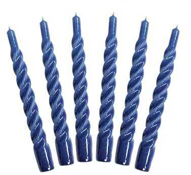 Candele with a Twist®, Made in Italy, 25 Colori Disponibili, Candele Cena, Candele Intrecciate a Lunga Durata 5 Ore, Candele Coniche, Laccate, Senza Profumo, Set Regalo 6 pz. 2,2 x 21 cm (Blu Scuro)