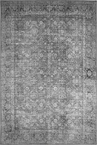 -LUXOR- living Vintage Teppich modern, moderner Digitaldruck, flach, gekettelt, farbecht, Designteppich für Innen, Anthrazit 120 x 170 cm