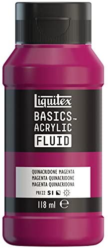 Liquitex 8870393 Basics Fluid Acrylfarbe mit fließender Konsiszenz, schnell trocknend, lichtecht, wasserfest, auf Wasserbasis, 118ml Flasche - Quinacridone Magenta