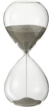 J-Line Sablier Déco, sablier décoratif en Verre, avec du Sable Gris, Parfait pour la méditation et Le Yoga, décoration Moderne pour Le Salon et Le Bureau, Hauteur 23 cm, Grand modèle