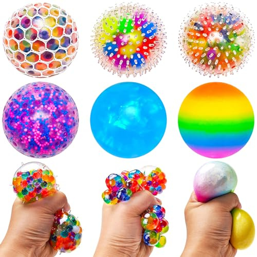 6 Piezas Bolas Antiestres Adultos y Niños, Pelota Antiestres Juguetes Sensoriales, Squishy Juguetes Anti Estrés Bolas Que Alivian la Ansiedad para Apretar, Tdah, Autismo (A)