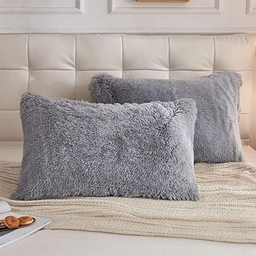 Coppia di federe WFBZ in pile morbido e soffice, in pelliccia soffice e ariosa, calda e accogliente, federa per cuscino in pile soffice e soffice (A4, 50x70 cm)
