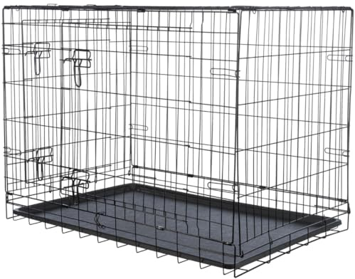 TRIXIE Box per cani Home nero – L: 109 × 79 × 71 cm – Gabbia pieghevole per cani con 2 ante & chiusure sicure, scatola per il trasporto zincata con fondo stabile per casa e in viaggio – 39304