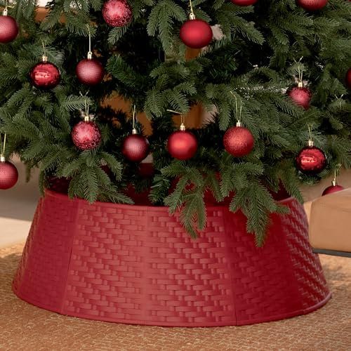 Julgranskjol Krage Korg Julgranskrage: Julgransfot Överdrag kjol Enkel Dekoration för Julgran Julgransfoten Christmas Tree Skirt Collar - Röd 71 cm Diameter