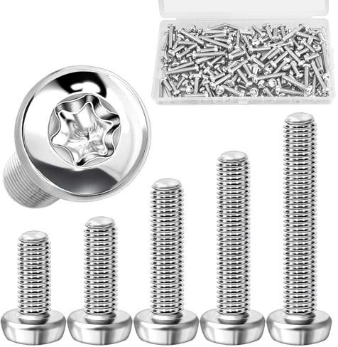 M4 Schrauben Torx 100 Stück Flachkopfschrauben Set Linsenkopfschrauben Set Edelstahl 304 Schrauben Edelstahlschrauben Set 5 verschiedene Größen（10mm 12mm 16mm 20mm 25mm)
