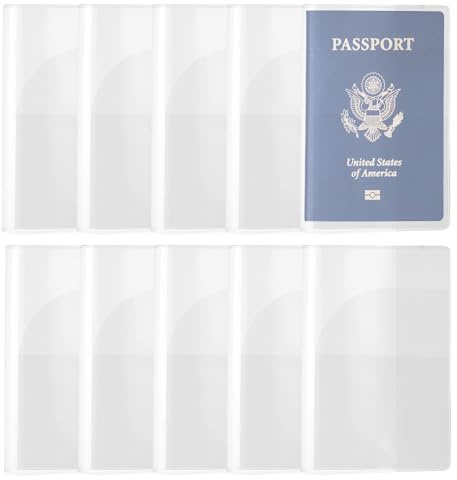 Lot de 10 housses de passeport en plastique transparent givré pour passeport de taille standard, claire, Moderne