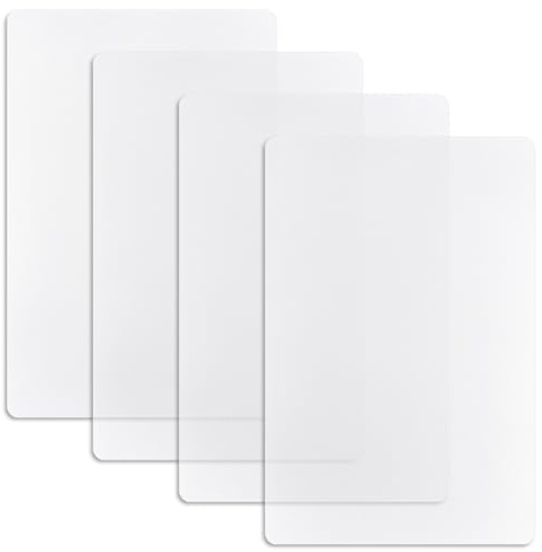 CREATCABIN Clear Plastic Placemats Set of 4 Plastic Placemats Translucent Placemats Heat Resistant Washable Table Mats Wipeable Washable Table Protector for Dining Kitchen Painting Table 11x17 Inch