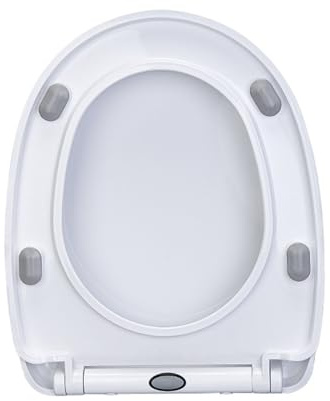 Sedile WC con chiusura ammortizzata, cerniera regolabile a sgancio rapido, coperchio fisso per WC (34 x 42 cm)