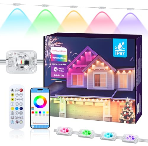 Joellfuner Éclairage Extérieur Permanent, 30M Intelligente Lumières Avant-toit, Guirlandes de Noël RGBIC Multicolore avec Télécommande, Contrôle App pour Balcon Jardin (45M)