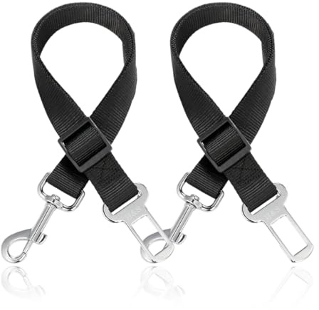 KYLOS 2er Set Hundesicherheitsgurt für Auto, Verstellbarer Sicherheitsgurt für Hunde & Katzen, Universal Anschnallgurt für alle Fahrzeugtypen, Schwarz