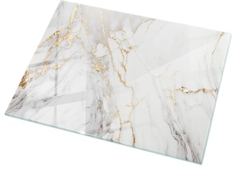 Tulup Tischplatte Rechteckige 120x80 cm für Küche und Esszimmer Auswechselbare Platte Tafelglas Geschliffene Kanten Dekoration Gehärtetes Glas Modernes Design - Motiv Eleganter Marmor mit Adern