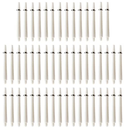 Geardeangloow Lot de 50 tiges de fléchettes 2BA avec anneaux de protection Blanc 35 mm