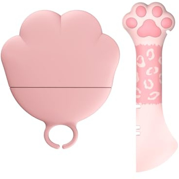 ZORVYN 1 Stück Katzenfutter Löffel mit Dosendeckel, Niedliche Pfotenform Katzenpfoten Dosenöffner für Haustiere Katzen Hund Tiernassfutter Futterdose (Silikon)