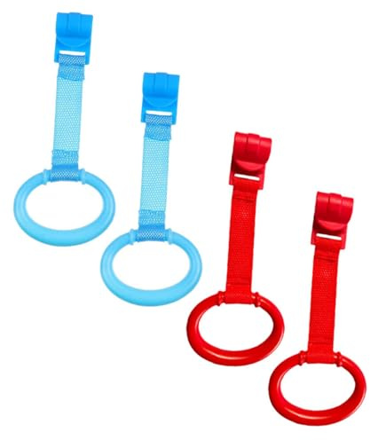 Toyvian 4 pezzi Anelli per Culla Materiale Sicuro per Ragazzo Ragazza Anelli da Trazione per Lettino Supporto per Apprendimento Stare in Piedi Facili da Appendere per Gioco e Allenamento