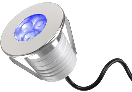 JOUFNING 3W Luces Del Estanque - Lámpara LED De Iluminación Subacuática, Luces LED Del Anillo De La Fuente De 12V-24V DC, Luces Sumergibles De Acero Inoxidable Impermeables IP68(Blue,24V)