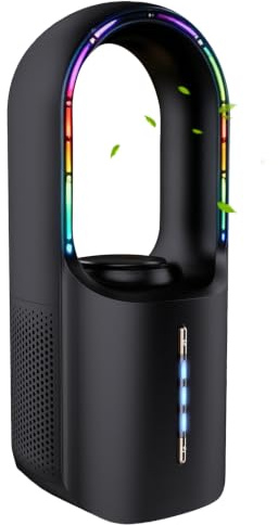 Sulobom Ventilateur sans pales, ventilateur bladeless avec purificateur d'air, 3 vitesses, tactile, adapté comme diffuseur d'arômes, climatiseur mobile, ventilateur tour pour la maison, le bureau