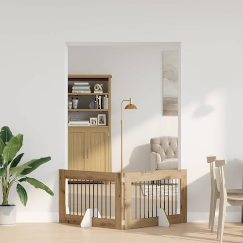 YunCangg Vikbar hundgrind med stativ av artisanek, 200,5 cm lång, vikbar hundkoja för inomhusbruk, säker hundpip, flexibel utomhushölje, platsbesparande och robust