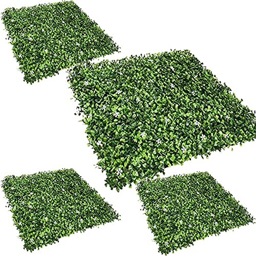 Suinga Pack 4 Jardin Vertical Jazmin 50x50 cm 1m2 | Planta Artificial | Decoración de Pared Interior Exterior | Jardines Verticales | Protección UV