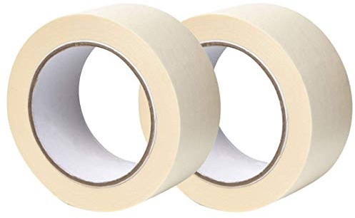 GTSE Masking Tape, 2 Pack, 2 inches x 55 Yards (164 ft), General Purpose Beige Multi-Surface Tape for Painting, Labeling and Craft, 2 Rolls