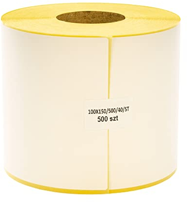 MDlabels Weiße Thermoetiketten auf Rolle - 100 x 150 mm - 500 Stück - Hülse 40 mm - permanent haftend, Versandetiketten, 4 x 6 Thermische etiketten