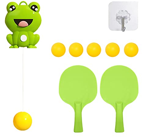 Tischtennis-Trainer-Set zum Aufhängen für den Innenbereich, DAWRIS Tischtennis Trainer Kinder Tischtennisset Trainingsgeräte für den, Ping Pong Set mit 5 Tischtennisbälle und 2 Tischtenni Schläger