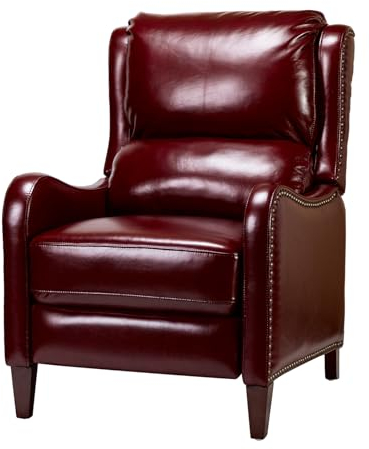 HULALA HOME Fauteuil de Relaxation en Cuir véritable rembourré - Fauteuil de télévision Moderne avec Dossier réglable et Repose-Pieds pour Salon, Rouge foncé
