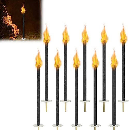 JOIEYOU Lot de 10 torches de jardin en cire avec poignée extra longue pour extérieur - Temps de combustion : 100 min