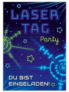 Minkocards 12 Einladungskarten zum Kindergeburtstag Lasertag Laser Tag Mädchen Jungen Einladungen zum Geburtstag Kinder bunte Geburtstagseinladungen