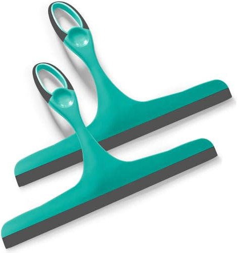 Essentiality 2-Pack Multipurpose Window Squeegee - Durable Shower Squeegees For Mirrors & Tiles - Window Cleaner For Cars, Bathroom & Kitchen - Turquoise
