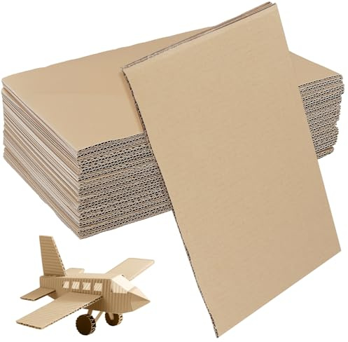 JEUIHAU 30 Pack A4 Corrugated Cardboard Sheets, 3mm Thick Cardboard Flat Kraft Board for Packaging, Mailing, Arts, Shipping, Crafts, Brown