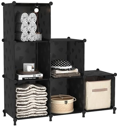 UNKU 6 Cube Storage Organizer, Closet Organizer Storage Shelves, Black