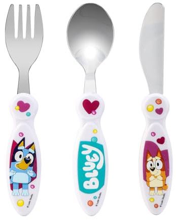 Kids Cutlery Set – 3PCS Childrens Toddler Dinnerware Set Gift for Boys & Girls, Includes Knife, Fork & Spoon, Travel Cutlery Set for Kids (Bluey)