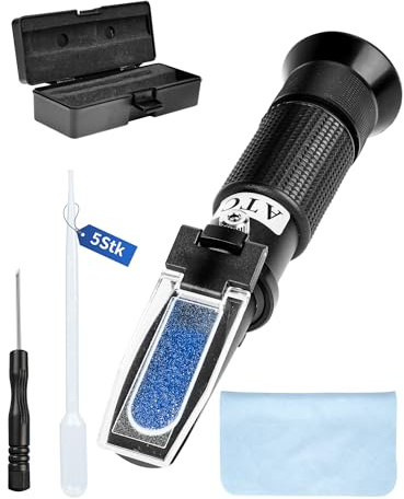 Refractómetro Anticongelante 4 en 1 con ATC, Tester de Líquido Refrigerante para Etilenglicol (G11 G12), Propilenglicol (G13), AdBlue (DEF), Ácido de Batería y Líquido Lavaparabrisas Panel Negro 501