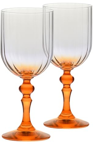 Krosno Calici da vino 300 ml con stelo arancione, set da 2 – per vino rosso e bianco, mocktail e acqua – cristallo senza piombo – lavabili in lavastoviglie – Bubble Celebration Moments