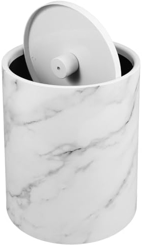 PAMINGONO Papelera de Plástico con Efecto Mármol Doble con Tapa Abatible Resistente y Estable para Cocina Baño Oficina y Hogar