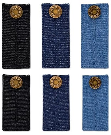 6 Piezas Extensores de Botones Pantalon,Extensor de Cintura para Jeans,HMCEY Alargador de Cintura para Vaqueros,Extensión de Botón para Cintura Pantalon,Button Extender para Hombre, Mujer - 2 Tamaños