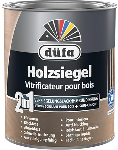 düfa 2in1 Holzsiegel 750ml glänzend Klarlack | PU-verstärkter Parkettlack für Innenholzwerk