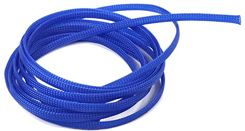 Othmro Flexibler, erweiterbarer geflochtener Kabelschlauch, 2,8 m, 6 mm breit, Draht-Webstuhlhülle und Organizer, schützt für TV, Audio, PC-Kabel vor Haustieren, Blau, 1 Stück