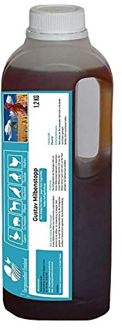 Gustav Milbenstopp 1,2kg flüssig & gebrauchsfertig, rote-Vogelmilben Milbenmittel Hühner-Milben Bekämpfung, gegen Milben & Parasiten, Kieselgur Alternative Milben-Stop für Hühnerstall Pferde Vögel