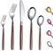 Berglander Besteck Set 30 Stück mit Mondoberfläche Griff und glänzend glänzendem Mund Titanbeschichtung, Edelstahl Modernes Besteck Set Utensilien Set Service für 6